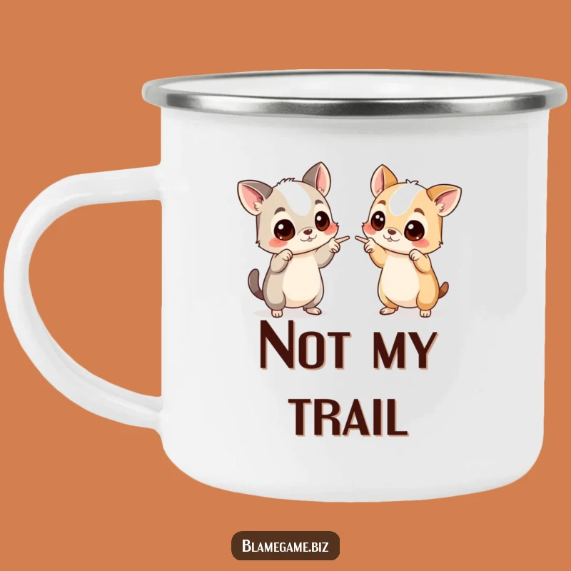 Funny Blame Game Camping Mug: Accusing Animals Adventure Cup, Great Funny Gift