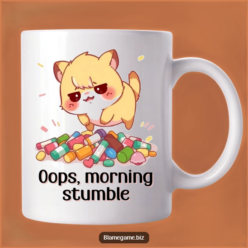 Funny Tripping Animal Mug: Colorful Chaos Design, Perfect Gift for Clumsy Friends