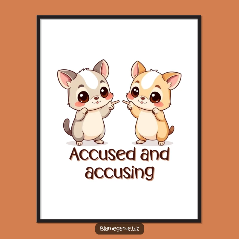 Funny Blame Game Digital Art: Accusing Animals Print for Instant Laughs, Funny Gift
