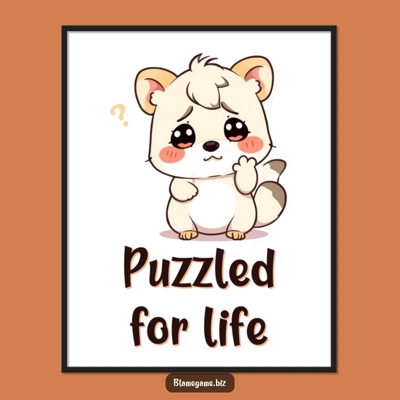 Funny Confused Animal Digital Art: Puzzled Print for Instant Thought, Funny Gift