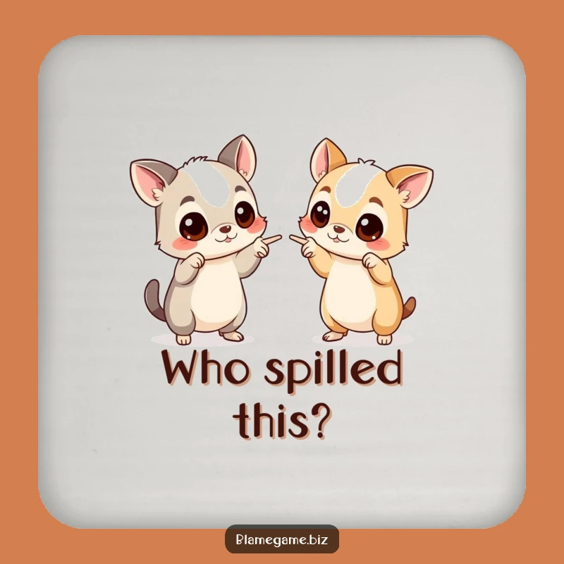 Funny Blame Game Coasters (Set of 4): Accusing Animals Table Protection, Funny Gift