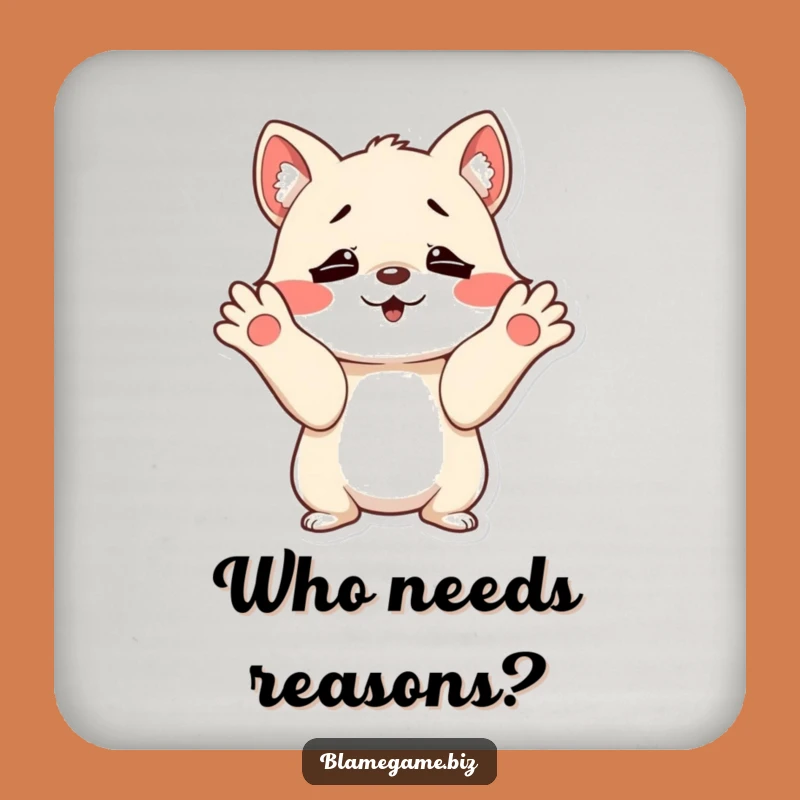 Funny Innocent Shrug Coasters (Set of 4): Mischievous Paws Protection, Funny Gift