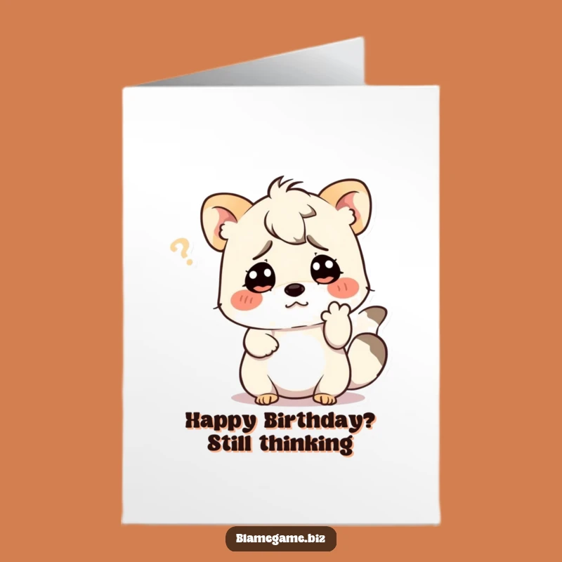 Free Printable Birthday Card: Confused Animal, Puzzled Wish, Downloadable Funny Gift