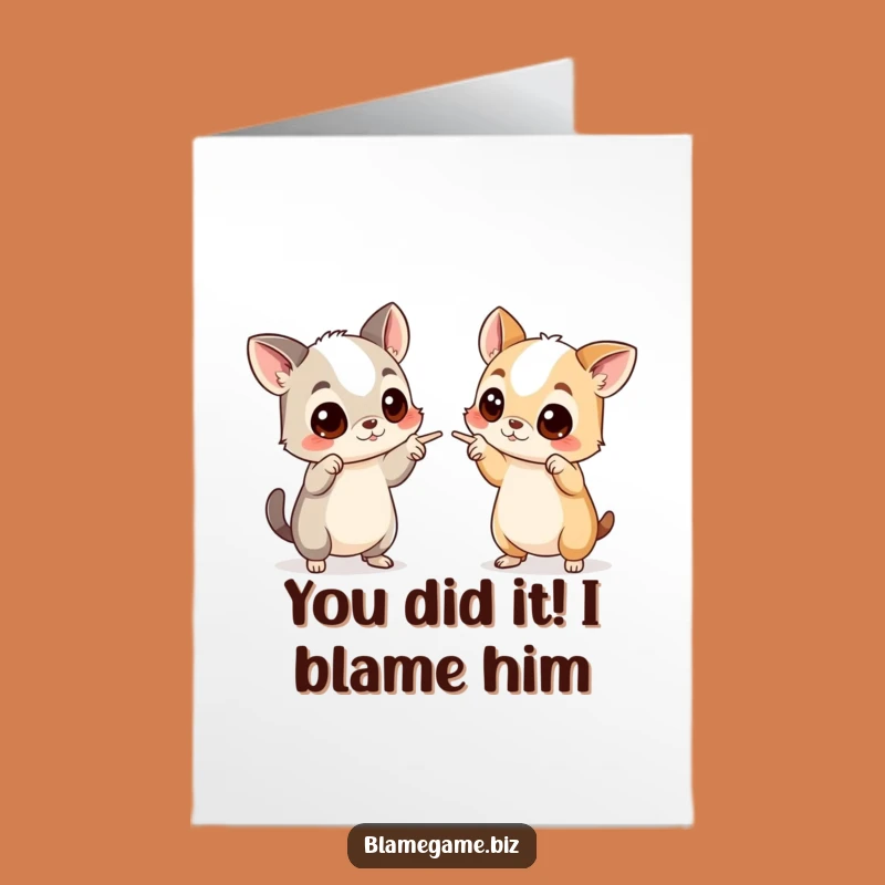 Free Printable Congratulations Card: Accusing Animals, Funny Downloadable Message of Triumph