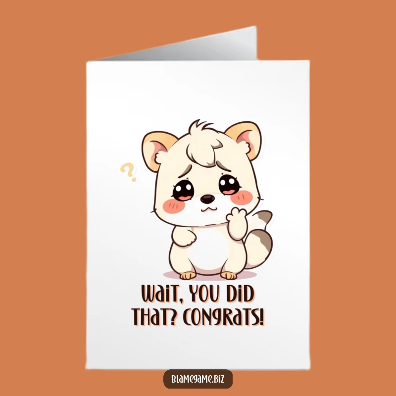 Free Printable Congratulations Card: Confused Animal, Puzzled Success, Downloadable Celebration