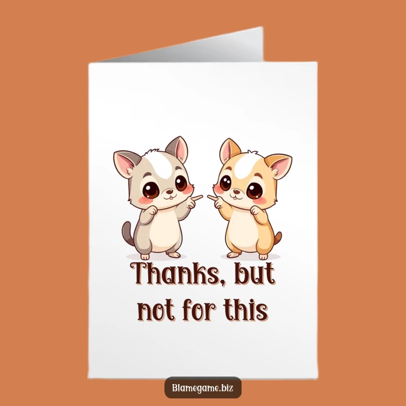 Free Printable Thank You Card: Pointing Animals, Humorous Downloadable Gratitude Expressed