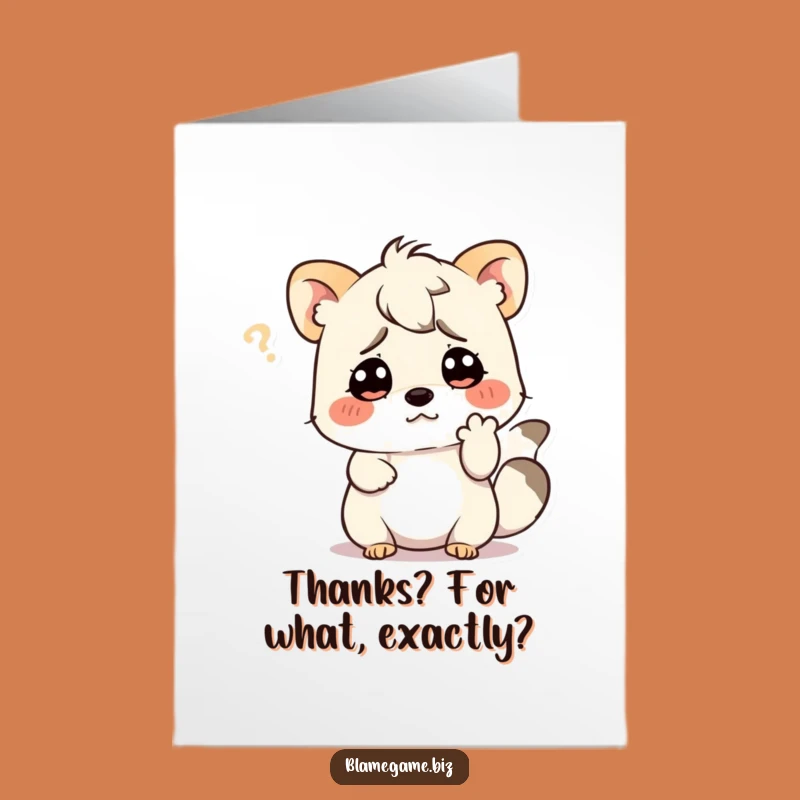 Free Printable Thank You Card: Confused Animal, Puzzled Thanks, Downloadable Gratitude
