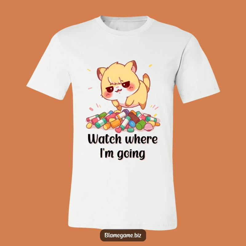 Funny Tripping Animal T-Shirt: Colorful Clumsiness Humor, Great Funny Gift