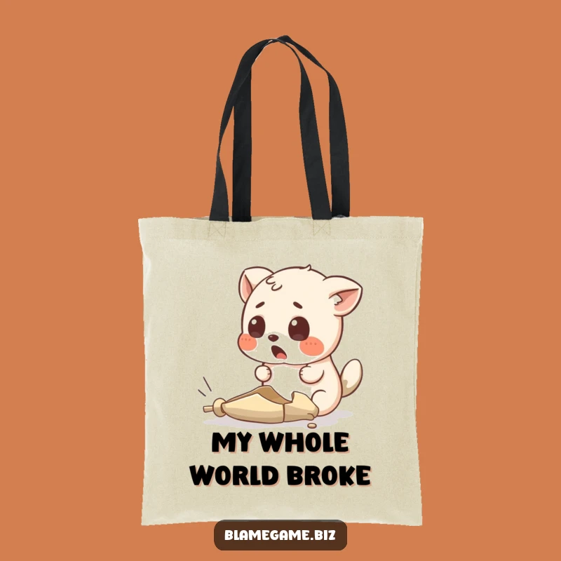 Funny Surprised Animal Tote Bag: Tiny Broken Object Carry-All, Perfect Funny Gift